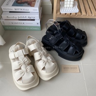 โค้ด 30DD915 ลดเพิ่ม 30% [พร้อมส่ง] Weave Roman Sandals รองเท้าหนังรัดส้น พื้นสูง 6.5 ซม