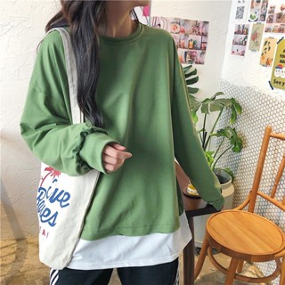 795# Autumn new Korean version tops ins long-sleeved T-shirt womens thin section pullover loose sweater