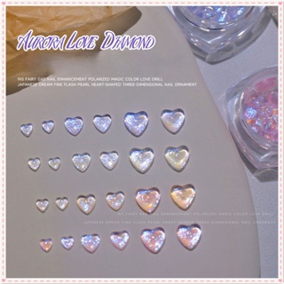 30pcs Nail Art Aurora Heart Canned Jewelry 3d Shiny Flat Rhinestone Mixed Crystal Super Flash Nail Decoration Manicure Tool For Nail Shop JOYFEEL