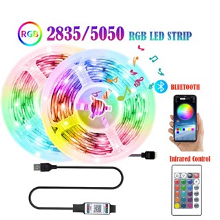 แถบไฟ LED 2835 5050 USB บลูทูธ ควบคุมผ่านแอพ RGB ไม่มีกันน้ํา แถบ LED 5V USB อินฟราเรด ยืดหยุ่น ตกแต่งไฟแบ็คไลท์ สายไฟส่องสว่าง สําหรับทีวี