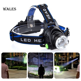 &lt;wales&gt; ไฟฉายคาดศีรษะ Led แบบพกพา ชาร์จไฟได้ พร้อมไฟ Uv สําหรับตั้งแคมป์ ตกปลา วิ่ง กลางแจ้ง