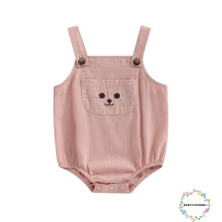 Babyclothes- ชุดรอมเปอร์ บอดี้สูท แขนกุด ปักลาย พร้อมกระเป๋า ฤดูร้อน สําหรับเด็กผู้ชาย เด็กผู้หญิง