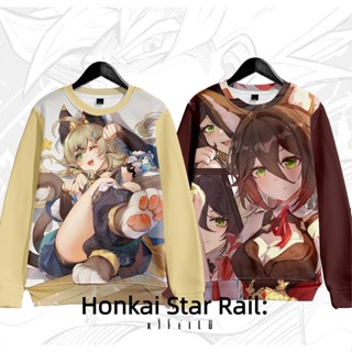 Sq2 เสื้อกันหนาวแขนยาว มีฮู้ด ลายคอสเพลย์อนิเมะ Tingyun Kirara Genshin Impact 3D โอเวอร์ไซซ์ แฟชั่น สําหรับทุกเพศ