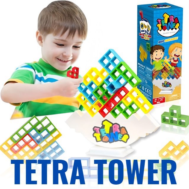 ของเล่นบล็อกตัวต่อ Tetra Tower Game Tetris Balance เสริมการศึกษา สําหรับเด็ก