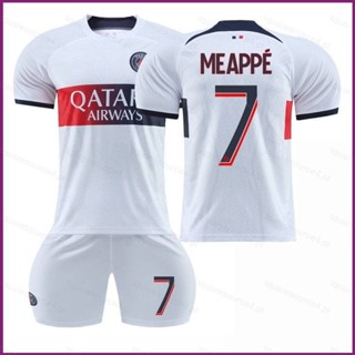 Jay เสื้อยืด ลายทีมชาติฟุตบอล Paris Saint Germain Away Mbappe 23-24 ชุด 2 ชิ้น ต่อชุด