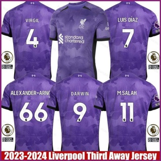 เสื้อยืดกีฬาแขนสั้น ลายทีม Third Away Virgil Diaz Salah Darwin Arnold Jay 2023-2024 สําหรับผู้ชาย และผู้หญิง