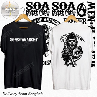 COD Son Of Anarchy เสื้อ White Tee เสื้อวง ผ้าบาง ระบายอากาศได้ ผู้ชาย ผู้หญิง Tops