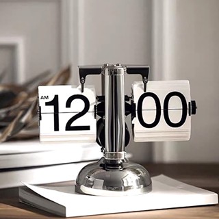 Family Shorage Digital Flip Down Clock Retro Minimalist Single Foot Mechanical Auto Desk for Home Livingroom