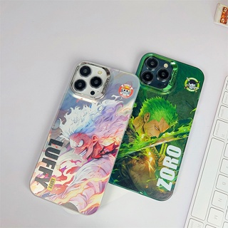 เคสแข็ง เคสไอโฟน iPhone 14 Pro Max iPhone 13 Pro Max iPhone 12 Pro Max iPhone 11 Cartoon วันพีซ One Piece Cool โซโล Zoro &amp; ลูฟี่ Luffy Sun God Nika Color Electroplating Design Hard Case