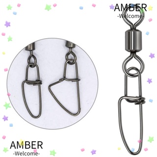 Amber ตัวเชื่อมต่อสแน็ปตกปลา 50 ชิ้น พร้อมแหวนสเตนเลส ทนทาน