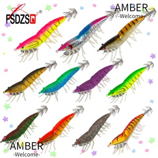 Amber เหยื่อตกปลาหมึก รูปกุ้ง ตะกั่ว นิ่ม ขนาด 75 มม. 12 กรัม 90 มม. 21 กรัม