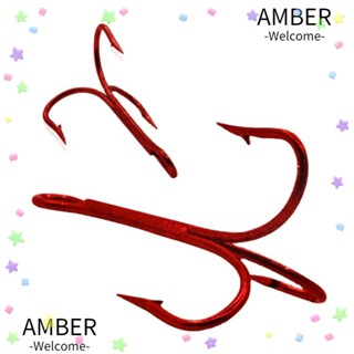 Amber ตะขอตกปลา ชุบไฟฟ้า สีแดง 50 ชิ้น