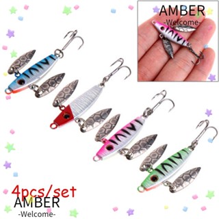 Amber 4 ชิ้น / เซต น้ําแข็ง ตกปลา ตะขอว่ายน้ํา ประดิษฐ์ วอลเป้ จิ๊กกิ้ง