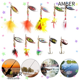 Amber เหยื่อตกปลาโลหะ ประดับเลื่อม แบบพกพา 10 ชิ้น/ชุด