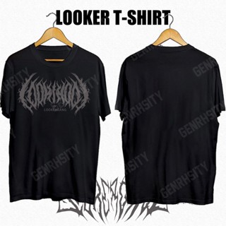 COD เสื้อยืดทรงโอเวอร์ไซส์ เสื้อคอกลม โลโก้สกรีนนูน Looker เสื้อยืดoversize เสื้อยืดสีขาว white tee เสื้อยืดผู้หญิง เสื้อยืดผู้ชาย