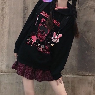 ใหม่ เสื้อกันหนาว มีฮู้ด ทรงหลวม พิมพ์ลาย Sanrio Kuromi Y2k Kawaii น่ารัก สไตล์ญี่ปุ่น แฟชั่น สําหรับผู้หญิง นักเรียน 2023 [RAIN]