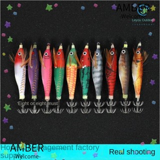 Amber เหยื่อตกปลาเสมือนจริง รูปกุ้ง ไม้ ตะกั่ว ปลาหมึก ขนาด 2023 9.3 กรัม 10 ซม. 10 ชิ้น ต่อถุง