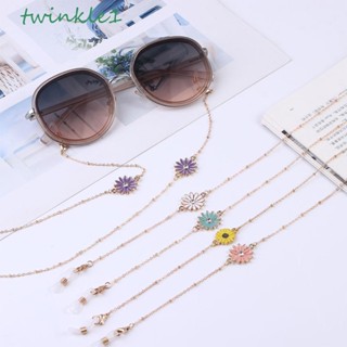 Twinkle1 สายโซ่คล้องคอ ประดับลูกปัด ลายดอกไม้ สําหรับแว่นตา และหน้ากากอนามัย