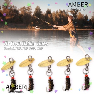 Amber เหยื่อตกปลาเทราท์ แมลงประดิษฐ์ สีน้ําตาล 6 ชิ้น