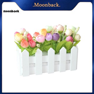 &lt;moonback&gt; รั้วไม้ดอกไม้ประดิษฐ์ สีขาว สําหรับตกแต่งบ้าน สวน 1 ชุด