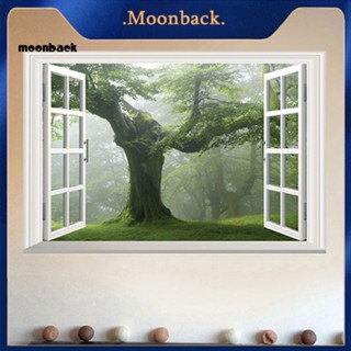 &lt;moonback&gt; สติกเกอร์ ลายต้นไม้ป่า 3D สีเขียว DIY สําหรับติดตกแต่งผนังบ้าน ห้องนั่งเล่น