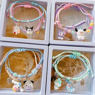 SANRIO สร้อยข้อมือ เชือกถัก แฮนด์เมด ลายการ์ตูน Melody Cinnamoroll น่ารัก เหมาะกับของขวัญ สําหรับเด็กผู้หญิง และนักเรียน