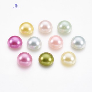 Cabochons พลาสติกเทียม ABS ครึ่งวงกลม คละสี 12x6 มม. 10 กรัม