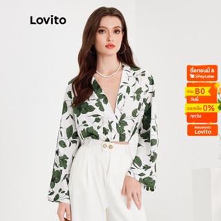 Lovito เสื้อเบลาส์โบโฮ แขนค้างคาว สำหรับสตรี L51ED004 (สีเขียวเข้ม)