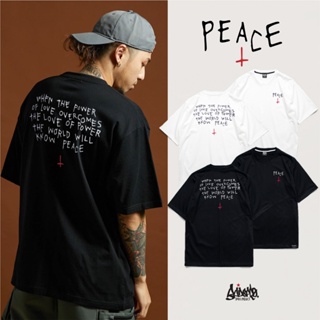 ไฟ! Just say Bad ® Oversize Long รุ่น Peace + ( สกรีนนูน ) สีดำ ขาว เสื้อทรงA  M L / OLS