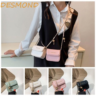 Desmond กระเป๋าสะพายไหล่ หนัง PU ขนาดเล็ก จุของได้เยอะ ลายตัวอักษร สีพื้น สไตล์สตรีท