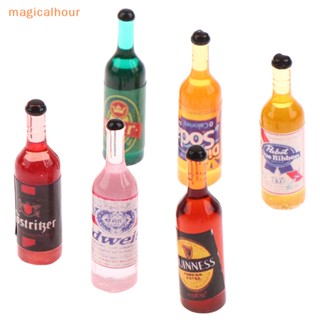 Magicalhour^^ ขวดเบียร์ ขนาดมินิ 1:12 DIY อุปกรณ์เสริม สําหรับตกแต่งบ้านตุ๊กตา 5 ชิ้น