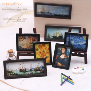 Magicalhour^^ ภาพจิตรกรรมสีน้ํามันจิ๋ว สไตล์วินเทจ สําหรับตกแต่งบ้านตุ๊กตา 1:12 8 ชิ้น ต่อชุด