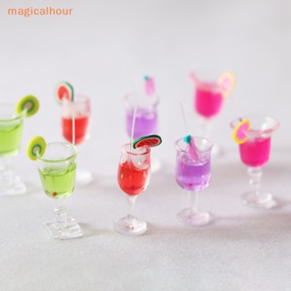 Magicalhour^^ โมเดลแก้วเครื่องดื่มค็อกเทล ผลไม้จิ๋ว 1:6 อุปกรณ์เสริม สําหรับบ้านตุ๊กตา 4 ชิ้น