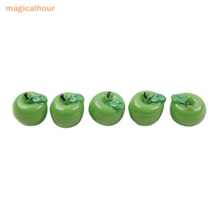 Magicalhour^^ โมเดลผลไม้ แอปเปิ้ล สีเขียว ขนาดเล็ก สําหรับตกแต่งบ้านตุ๊กตา 1:12 5 ชิ้น