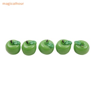 Magicalhour^^ โมเดลผลไม้ แอปเปิ้ล สีเขียว ขนาดเล็ก สําหรับตกแต่งบ้านตุ๊กตา 1:12 5 ชิ้น