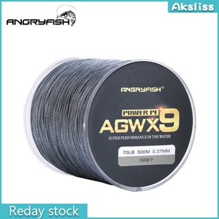 Aks ANGRYFISH Diominate X9 สายเอ็นตกปลา PE แบบถัก 500 ม. 547 หลา 15LB-100LB สีเทา 9 เส้น