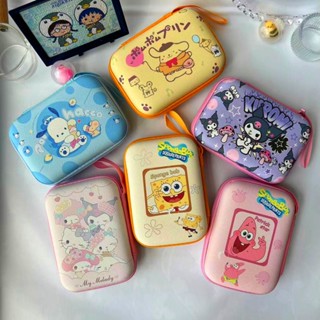 กระเป๋าใส่หูฟัง สายชาร์จ หนัง PU ป้องกันการกระแทก ลาย SpongeBob Pochacco น่ารัก