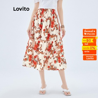 Lovito ชุดมิดี้เดรส ลายดอกไม้ ทรงเอ สไตล์โบโฮ สำหรับผู้หญิง L49ED078 (หลากสี)