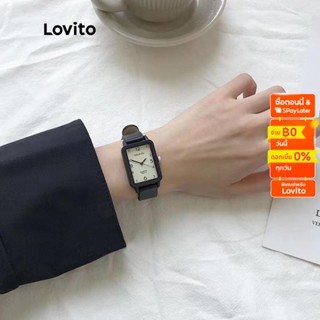 Lovito นาฬิกาข้อมือควอตซ์ ลำลอง สายหนัง สีพื้น ทรงเหลี่ยม สำหรับผู้หญิง L50AD104 (น้ำตาล/ขาว/ดำ)