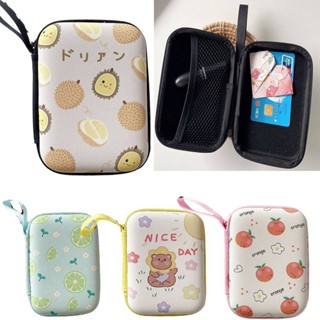 กระเป๋าเคสหนัง PU สําหรับใส่หูฟังดิจิตอล HDD ลายส้ม สตรอเบอร์รี่ แบบพกพา