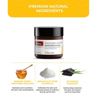 Swisse Manuka Honey Detoxifying Clay Face Mask With Charcoal &amp; White Kaolin 70g