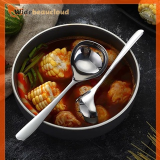 Widebeaucloud ช้อนสเตนเลส ด้ามยาว ช้อนโต๊ะ หม้อไฟ ซุป ทัพพีราเมน ก๋วยเตี๋ยว ตัก เครื่องครัว บนโต๊ะอาหาร เครื่องครัว ทําอาหาร ดี