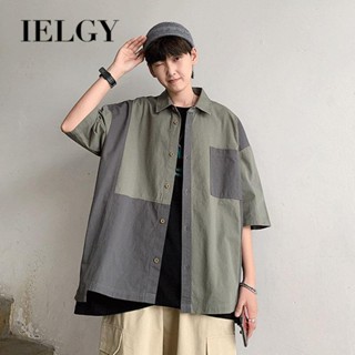 IELGY เสื้อเชิ้ต ทรงหลวม เข้ากับทุกการแต่งกาย สไตล์เกาหลี เรโทร สําหรับผู้ชาย