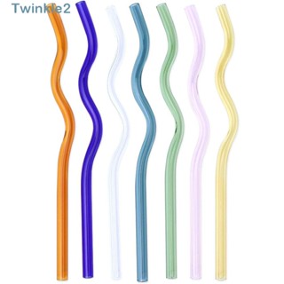 Twinkle หลอดดูดน้ํา แบบแก้วใส บอโรซิลิเกต หยักสูง ขนาด 7*120 มม. 7 ชิ้น