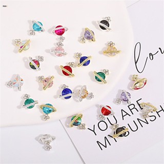 10 Pack Glitter Rhinestone Planet Nail Charm 3d Luxury Alloy Crystal Jewelry Gemstone Diamond Nail Parts Nail Art Tips Decoration nuuo