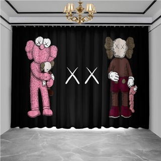 ผ้าม่าน ลายหมี KAWS แนวสตรีท สไตล์จีนเรโทร สําหรับตกแต่งห้องนอน ห้องนั่งเล่น บาร์ ห้องน้ํา