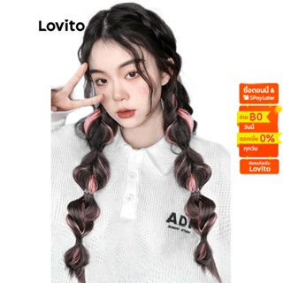 Lovito วิกผมหางม้า แบบถัก สีชมพู ขาว ฟ้า L41FA006