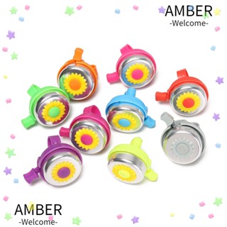 Amber แตรส่งเสียงเตือน ลายดอกไม้ หลากสี สําหรับติดแฮนด์รถจักรยานเด็ก 1 ชิ้น