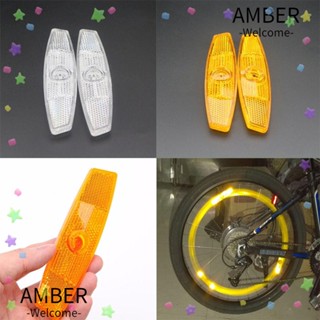 Amber คลิปสะท้อนแสง คุณภาพสูง สําหรับติดซี่ล้อรถจักรยาน 1 คู่