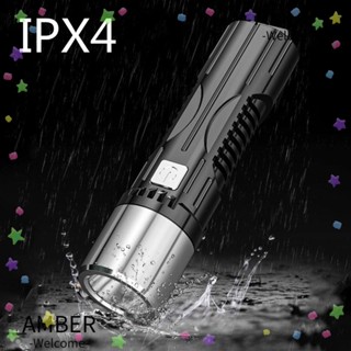 Amber ไฟฉาย LED 3 โหมด ทนทาน ชาร์จ USB สําหรับเดินป่า กลางแจ้ง